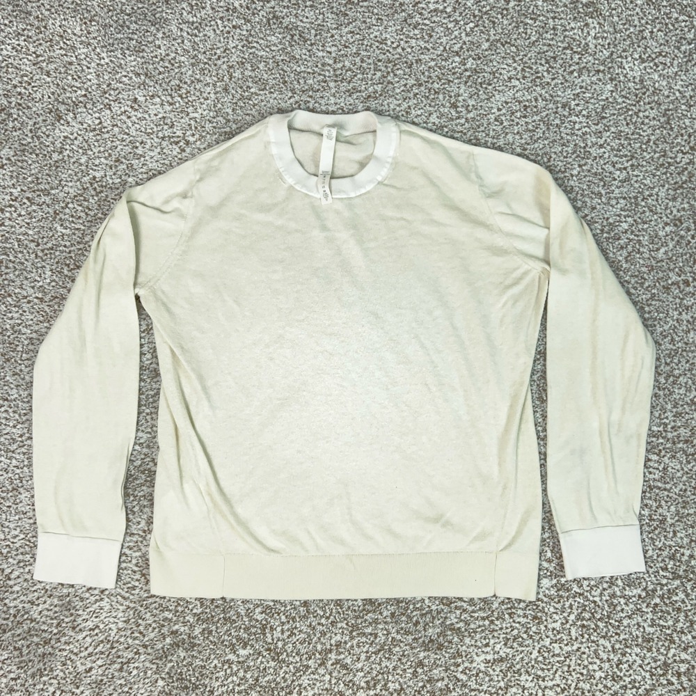 Lululemon Sweater Womens 12 White Casual Silk Blend Crewneck Knit Pullover Top